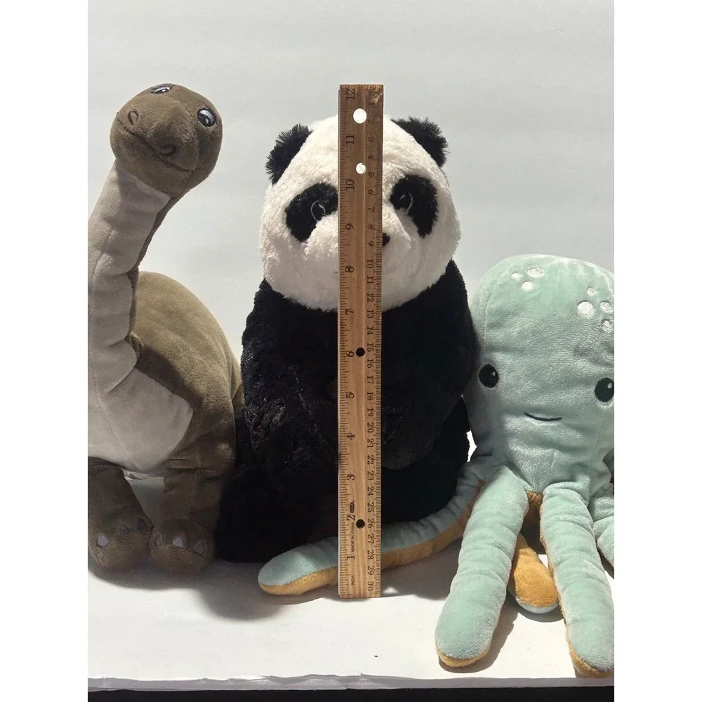 3 IKEA Plush Lot KRAMIG Panda JATTELIK Dinosaur BLAVINGAD Octopus (No Light)